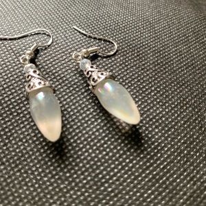 Vintage Rainbow Moonstone Floral Dangle Earrings